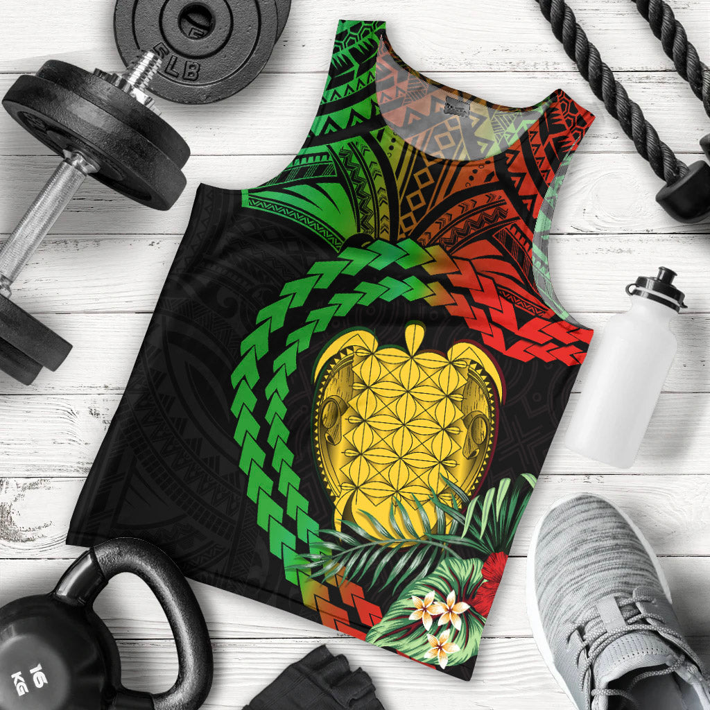 Vanuatu Heart Polynesian Men Tank Top Turtle Sand Drawings