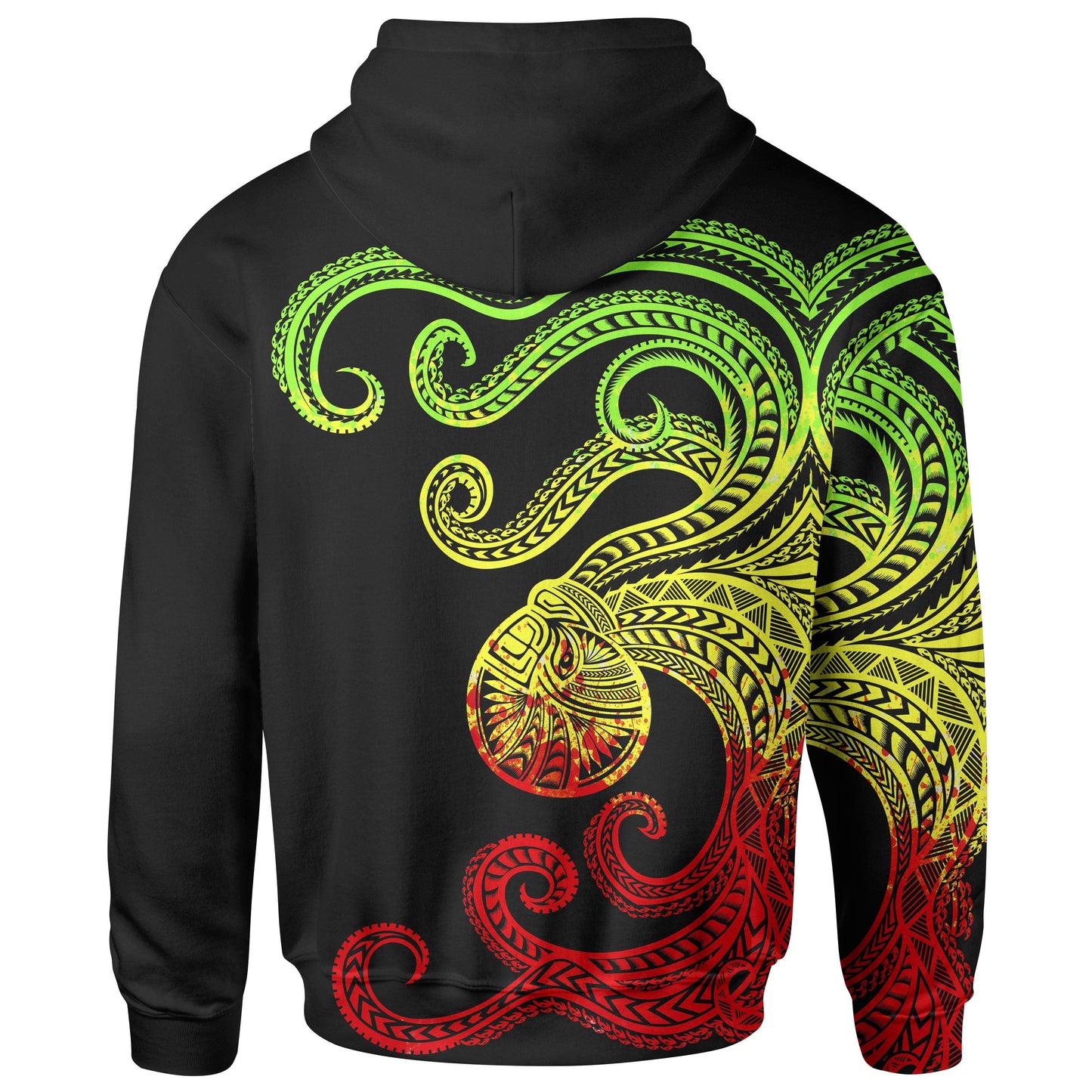 Polynesian Octopus Zip Up Hoodie Reggae Color