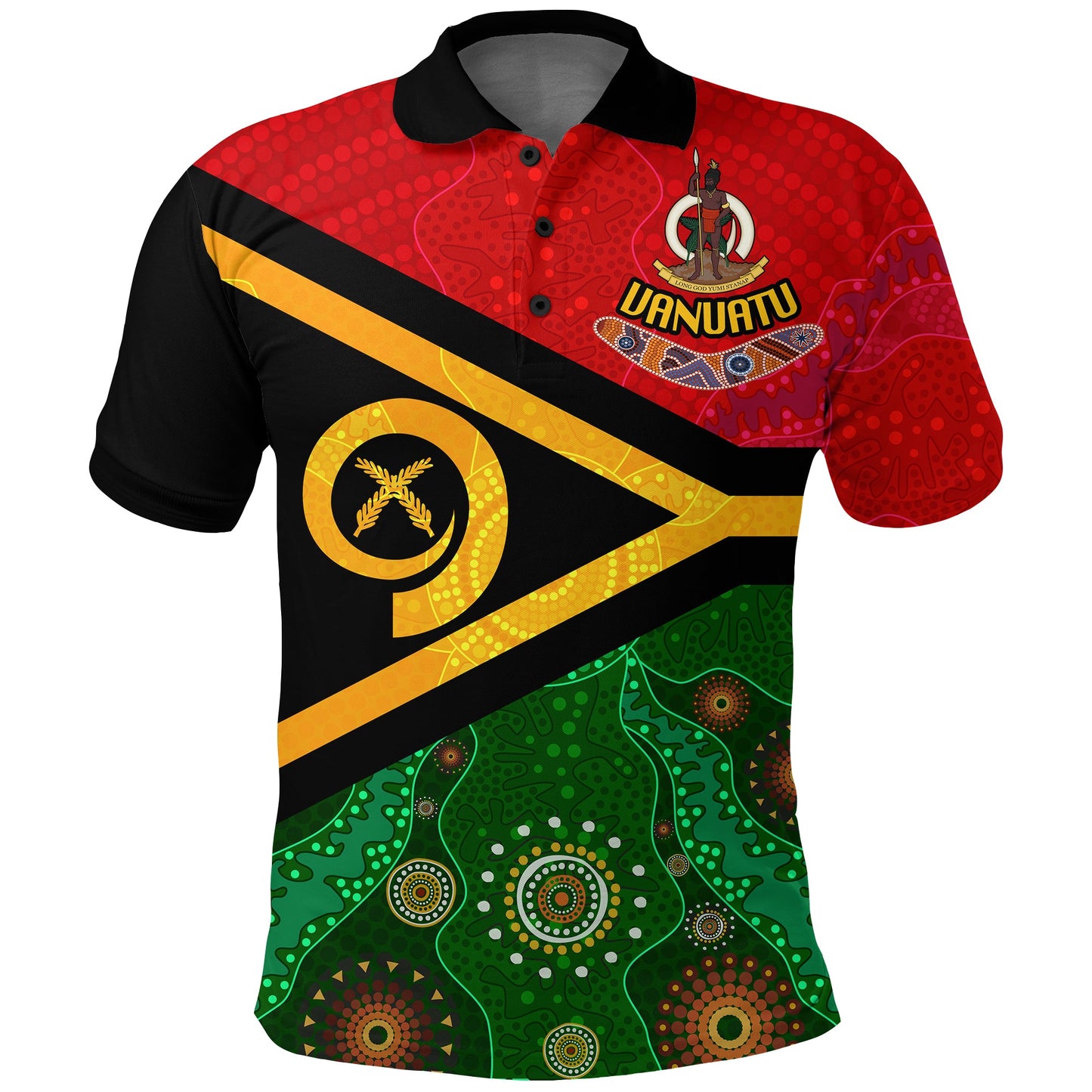 Vanuatu With Aboriginal Patterns Polo Shirt -