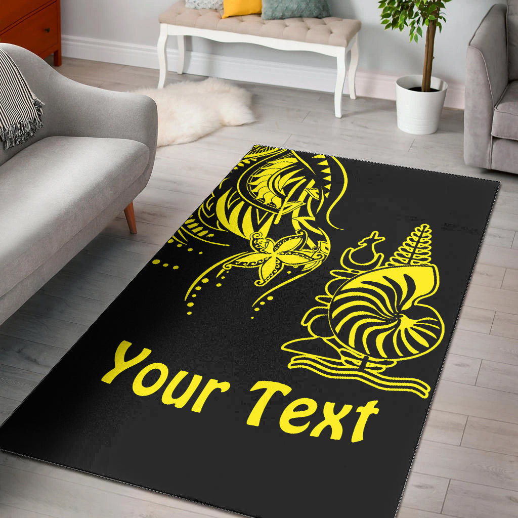 (Custom Personalised) New Caledonia Area Rug Emblem Nautilus Shell Version Yellow