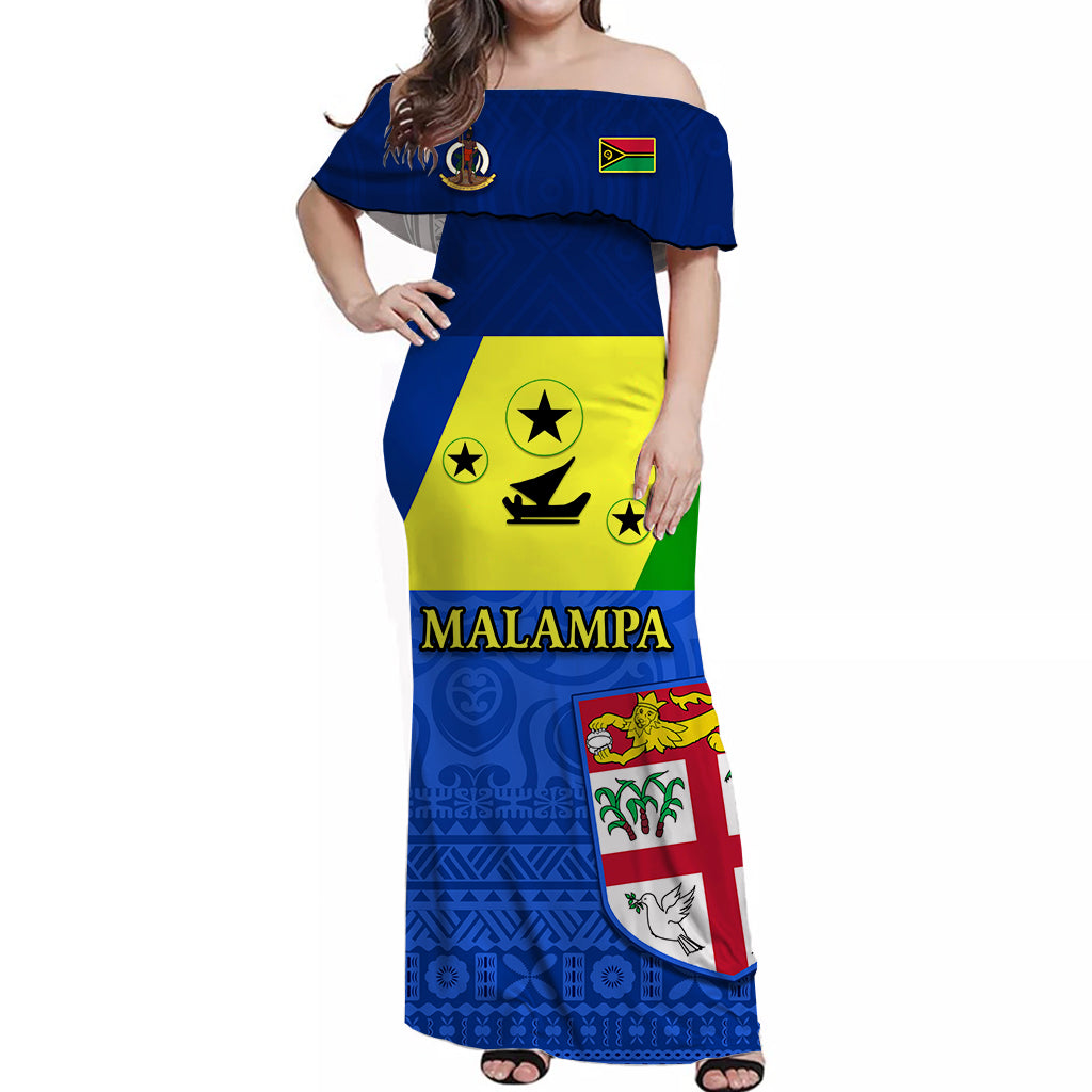 Malampa Fiji Day Off Shoulder Long Dress Vanuatu Proud