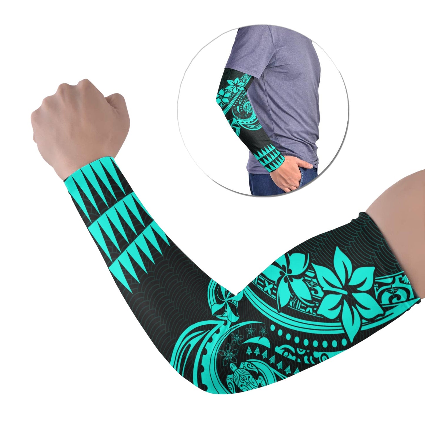 Kakau Hawaiian Polynesian Arm Sleeve 43 (Set of Two) Turquoise Green