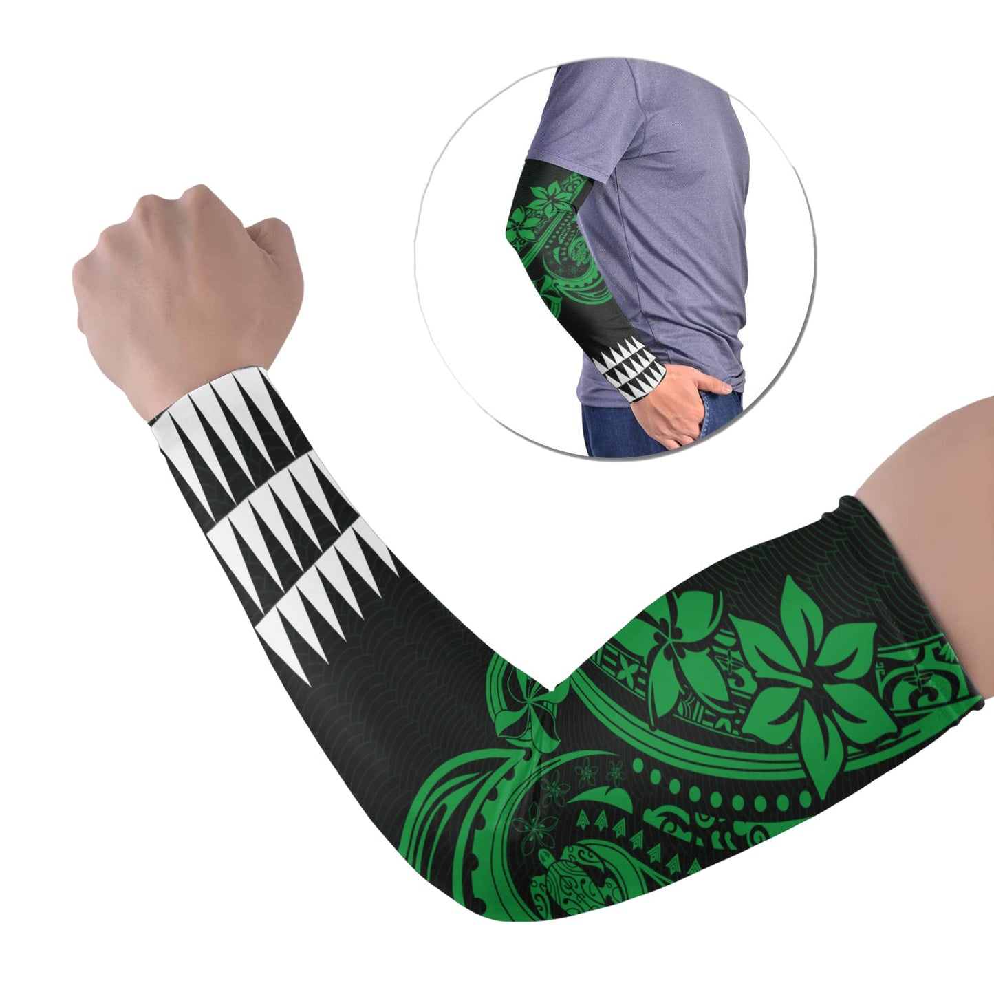 Kakau Hawaiian Polynesian Arm Sleeve 43 (Set of Two) Green