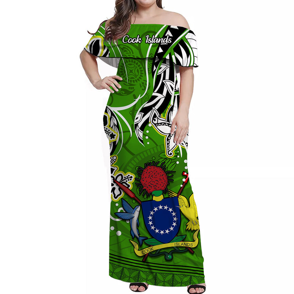 Cook Islands Off Shoulder Long Dress Be Unique Green