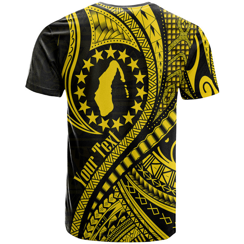 (Custom Personalised) Aitutaki Cook Islands T Shirt Gold Polynesian Wave Style