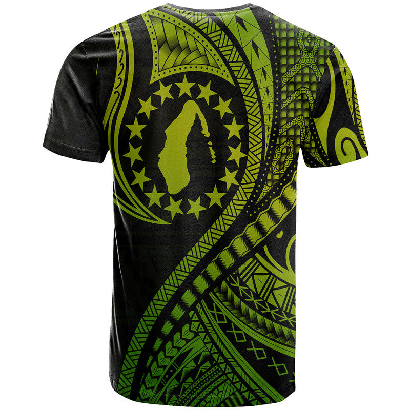 Aitutaki Cook Islands T Shirt Green Polynesian Wave Style