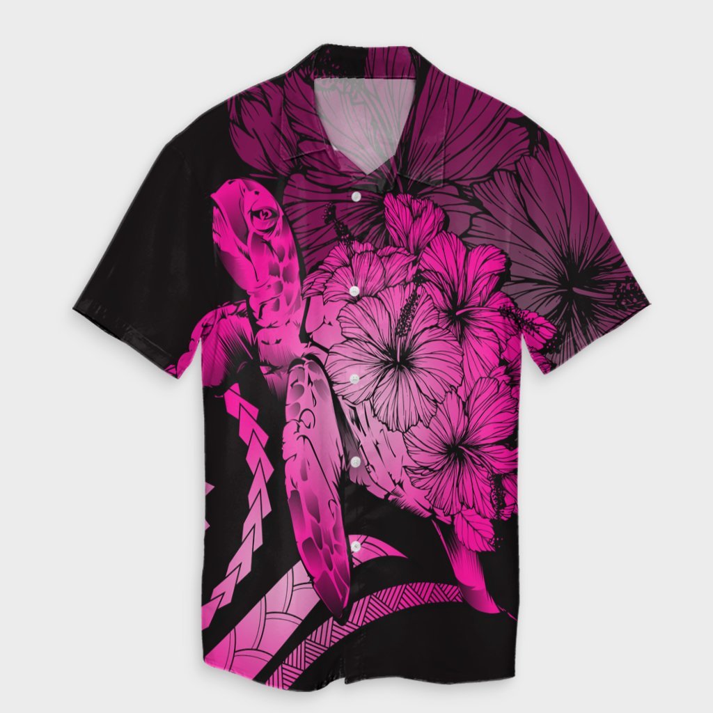 Hawaiian - Hawaii Turtle Hibiscus Polynesian Vintage Hawaiian Shirt - Pink - AH