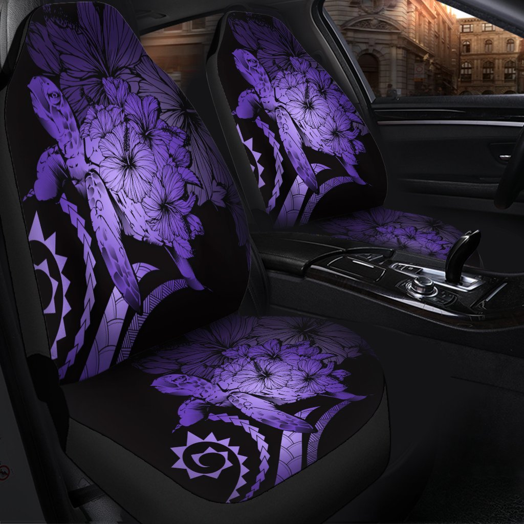 Hawaiian Hawaii Turtle Hibiscus Polynesian Vintage Car Seat Covers Purple AH