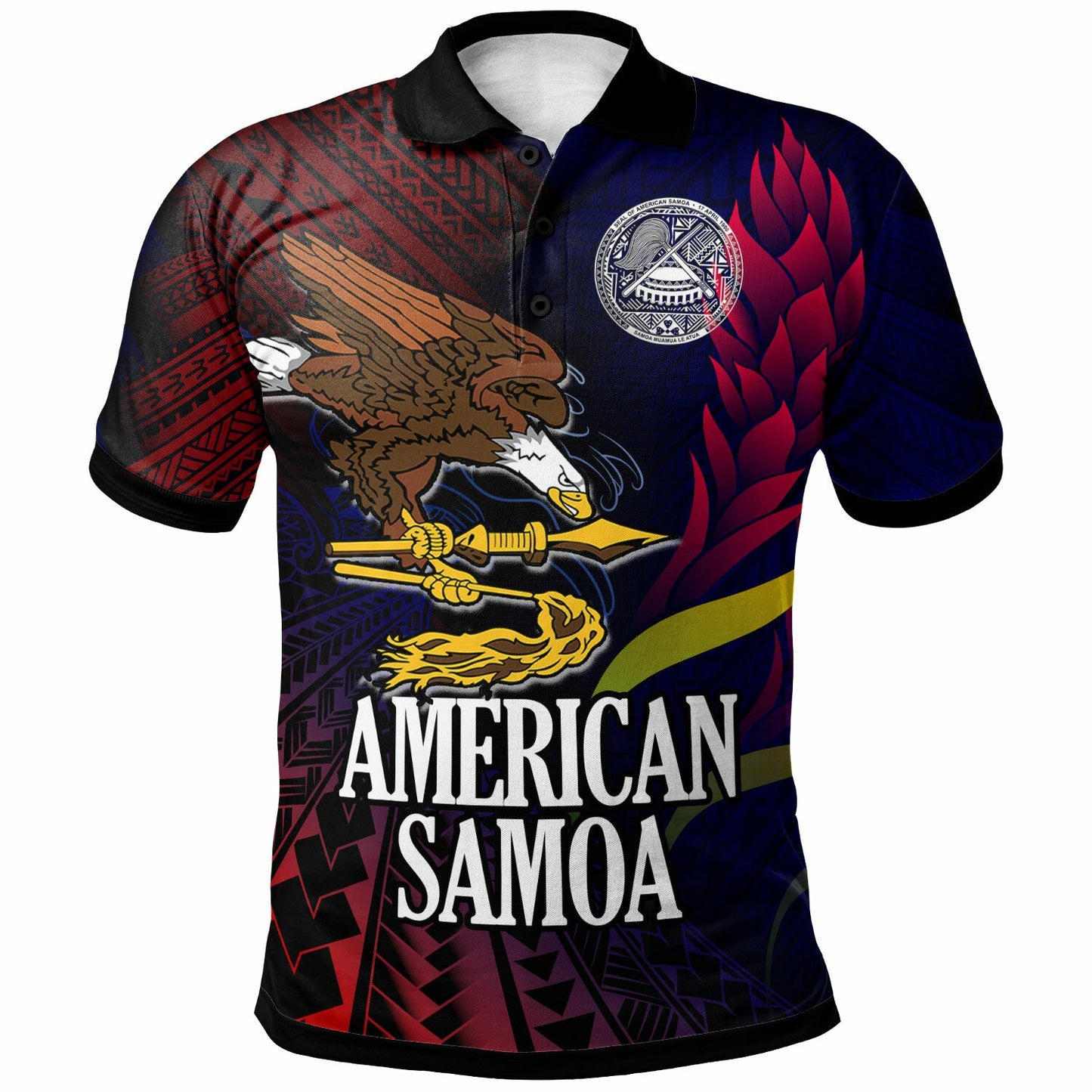 American Samoa Polo Shirt - Seal Of American Samoa Gradient Color Style Shirt