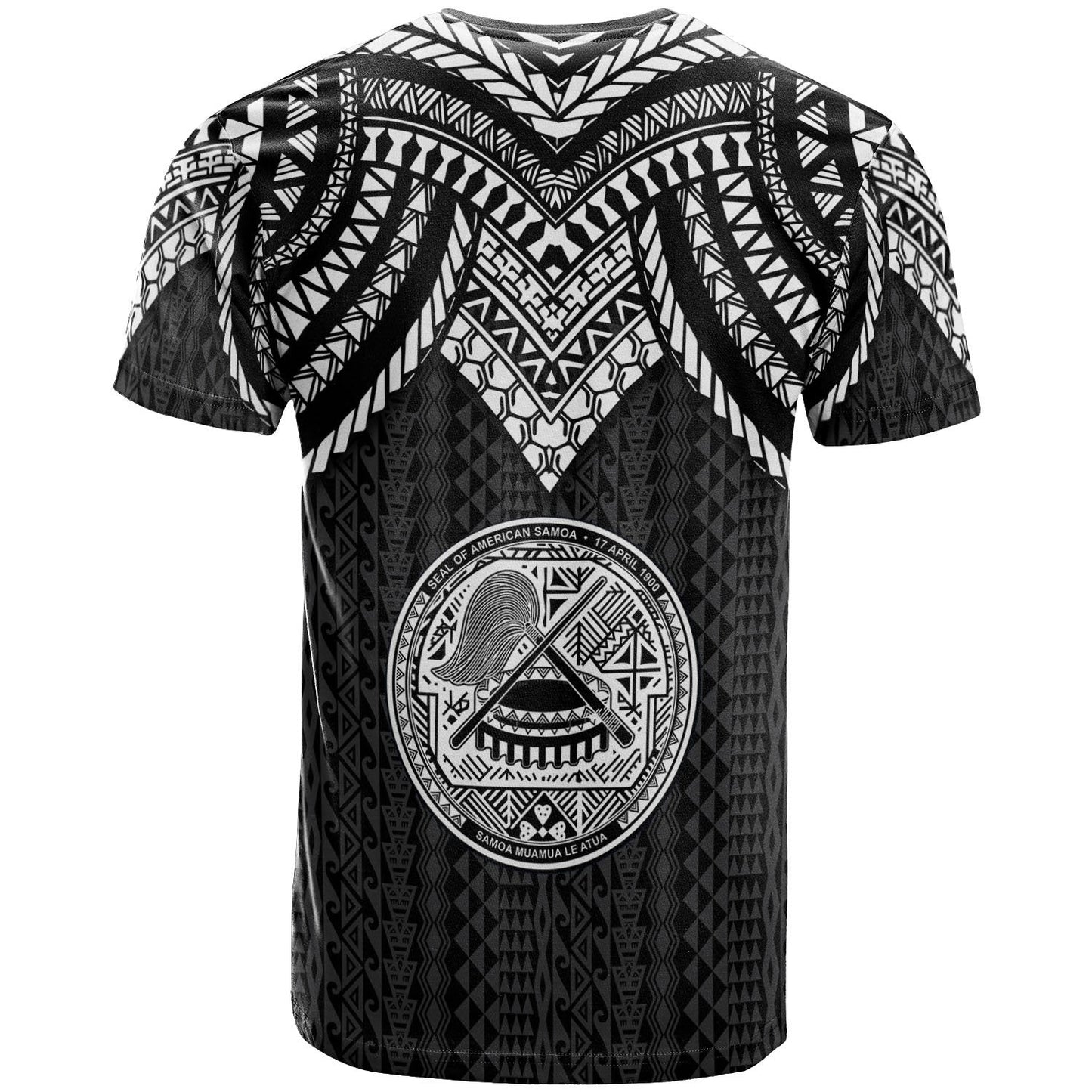 American Samoa Custom Personalised T - Shirt - Polynesian Armor Style Black