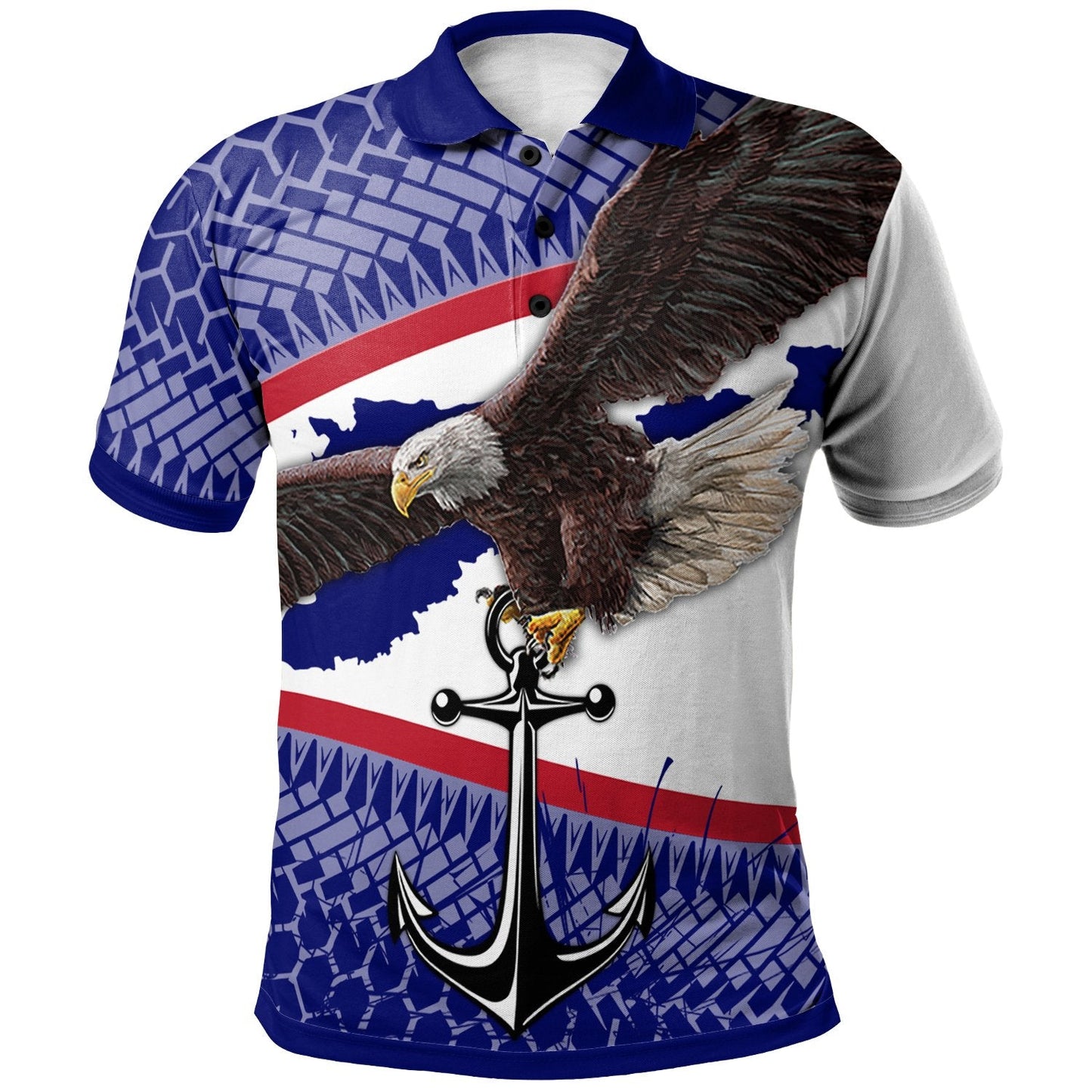 Polynesian American Samoa Polo Shirt - Eagle Anchor Style Flag