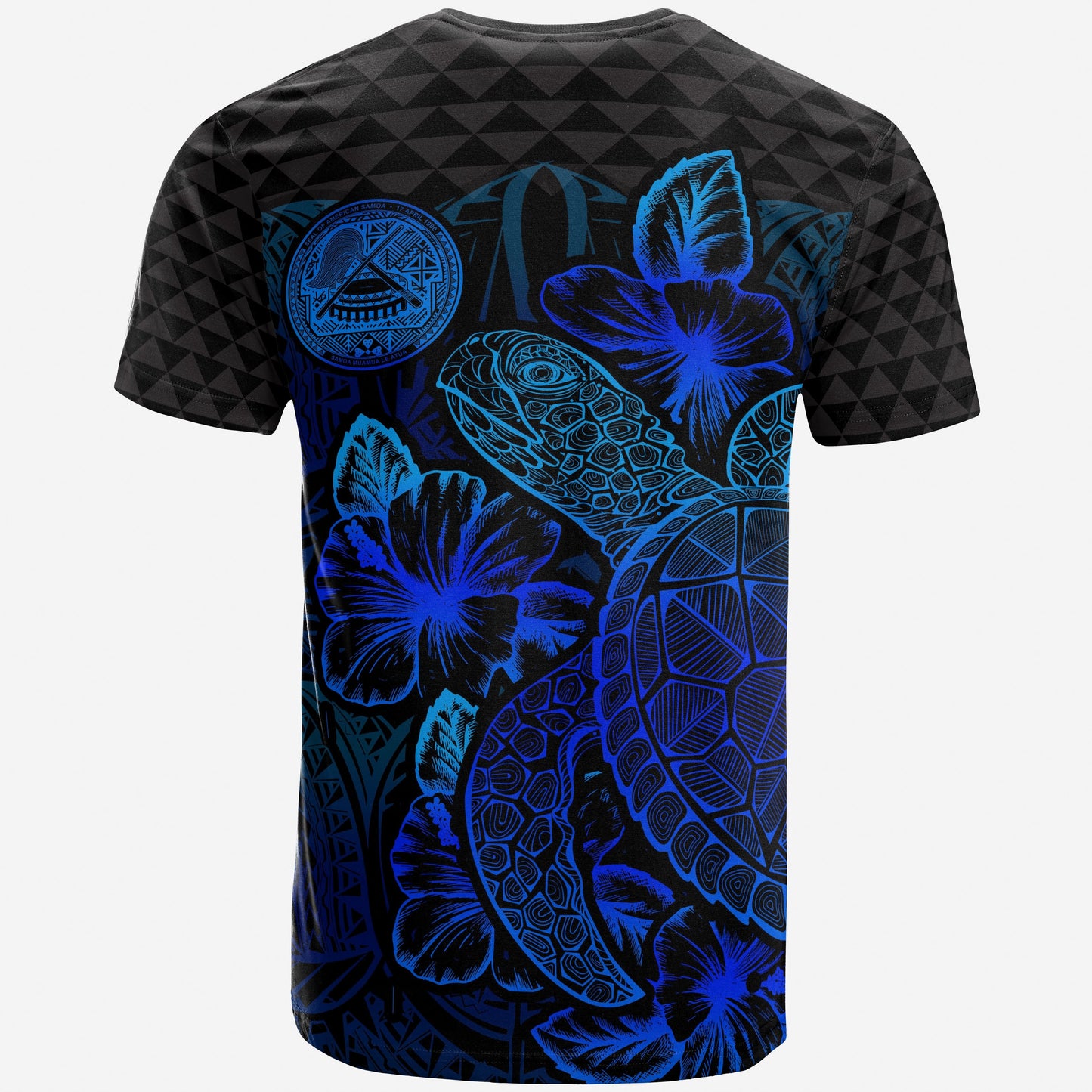 American Samoa T - Shirt - American Samoa Turtle Hibiscus Blue