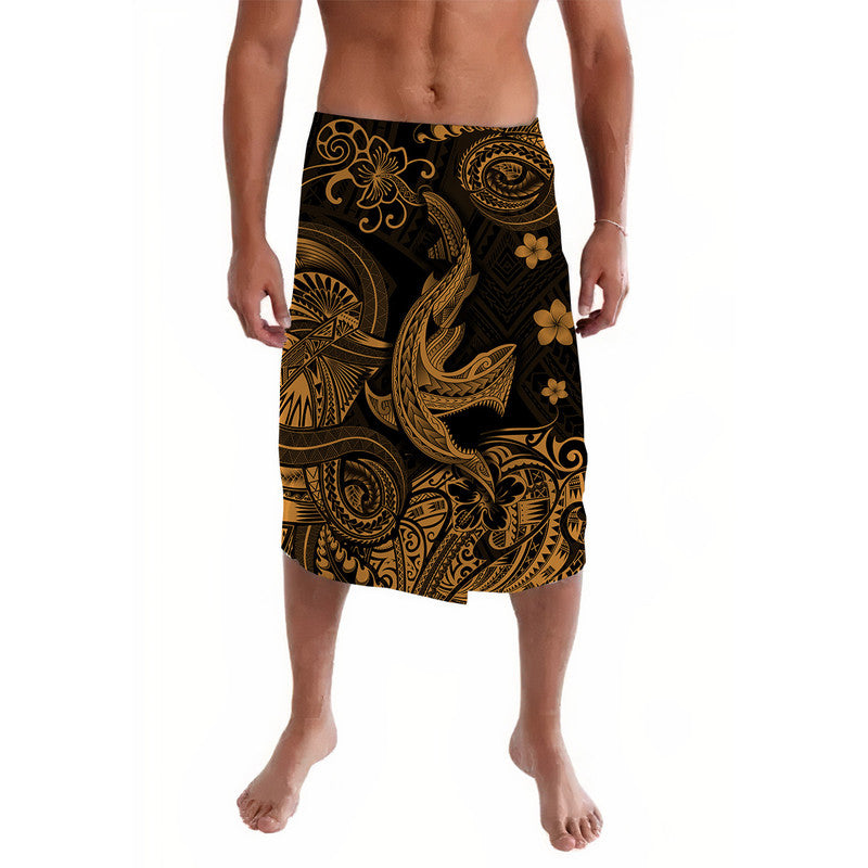 Hawaii Angry Shark Polynesian Lavalava Unique Style - Gold