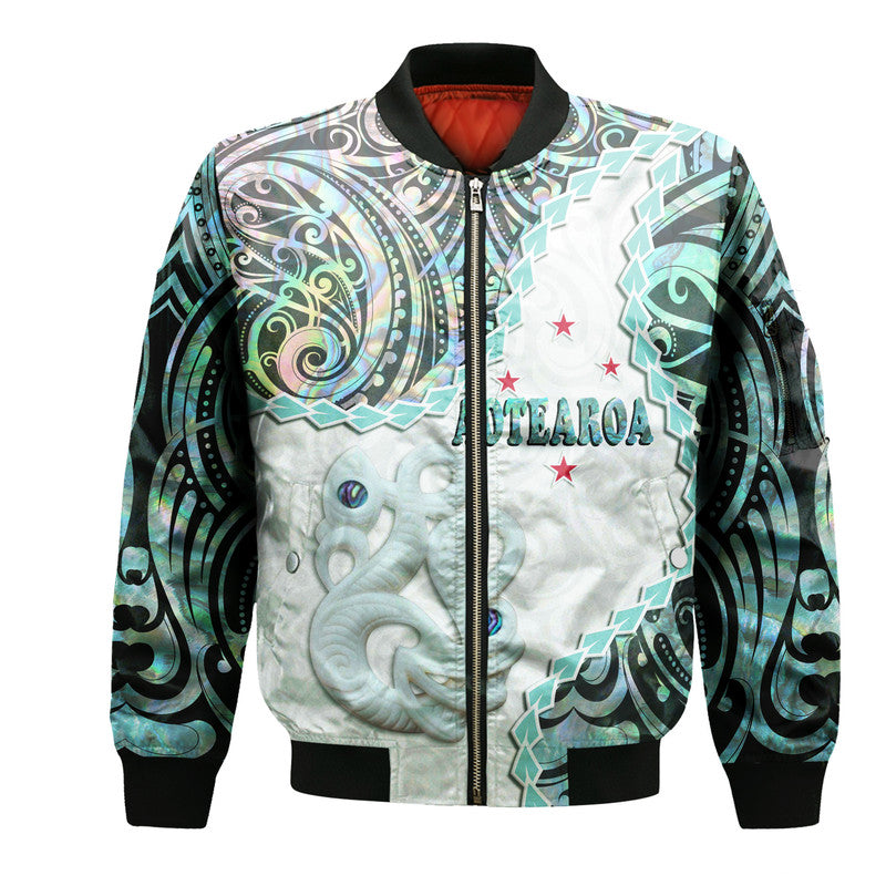 New Zealand Maori Bomber Jacket Aotearoa Manaia Basic Paua Shelll