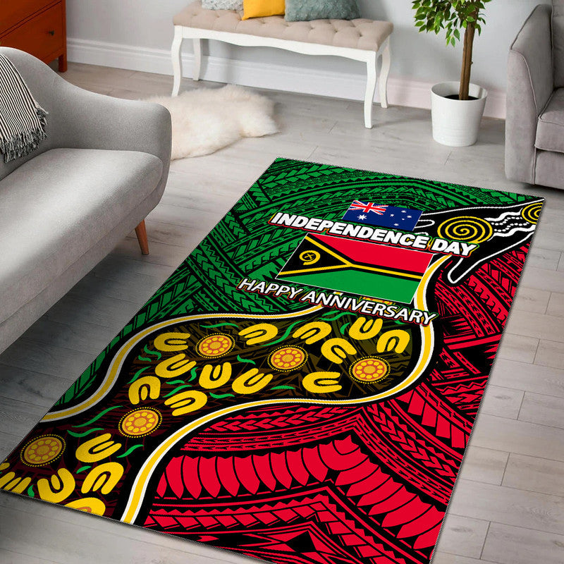 Vanuatu Mix Aboriginal Happy Independence Day Area Rug