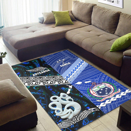New Zealand And Samoa Area Rug Together Blue