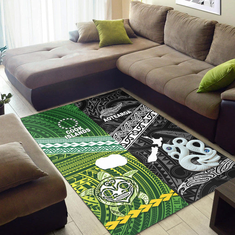 New Zealand And Cook Islands Area Rug Together Black