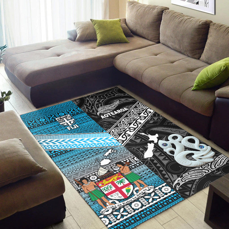 New Zealand And Fiji Area Rug Together Black