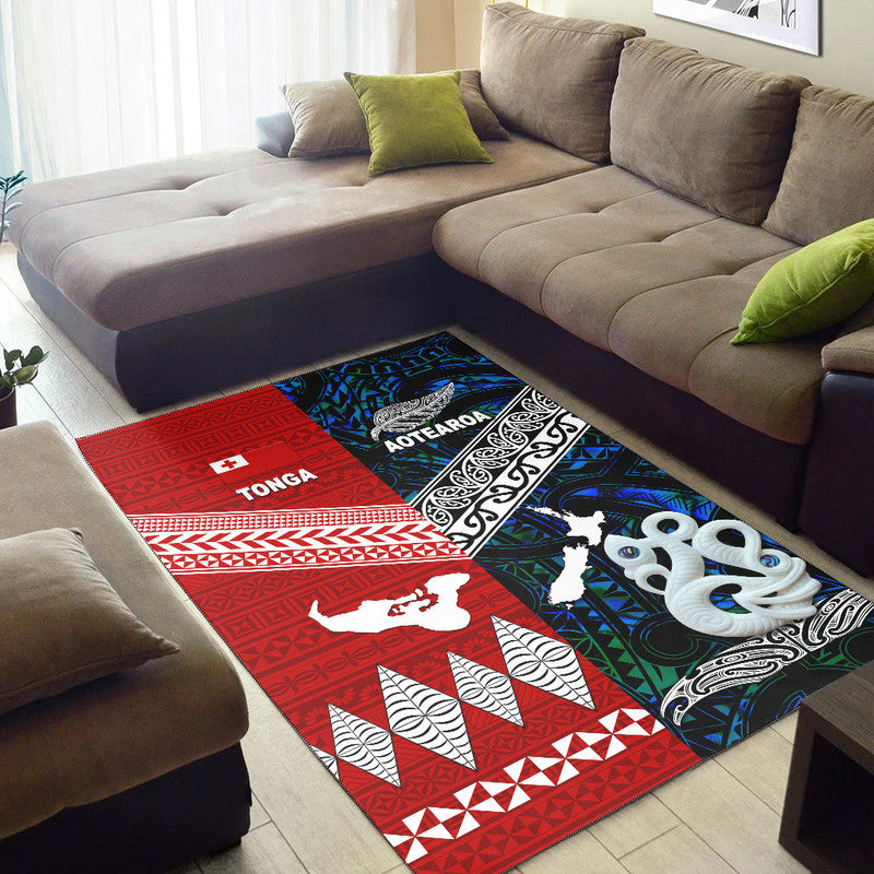 New Zealand And Tonga Area Rug Together Blue