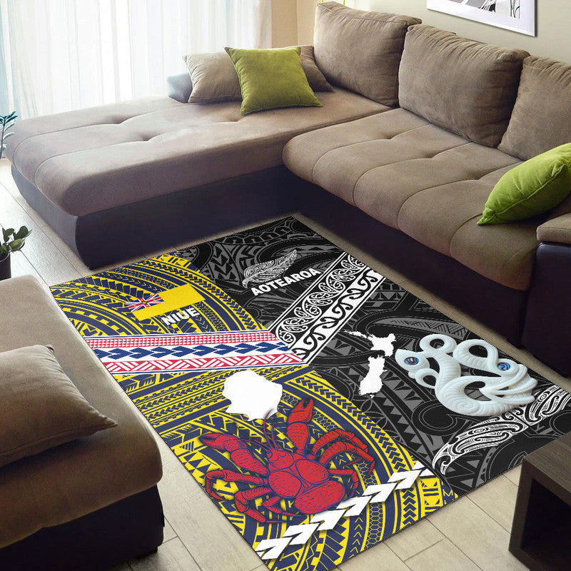 New Zealand And Niue Area Rug Together Black