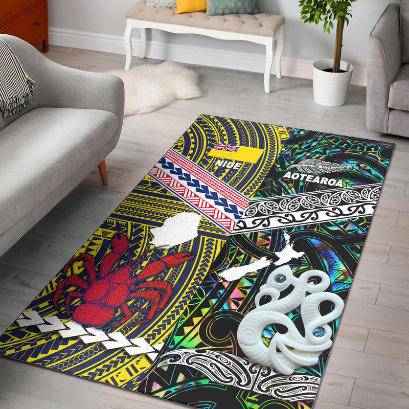 New Zealand And Niue Area Rug Together Paua Shell