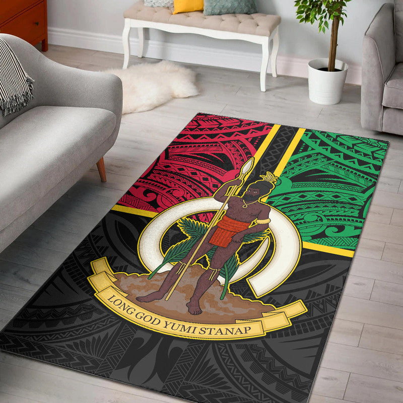 Vanuatu Area Rug Tribal Vanuatu Coat Of Arms Flag Style