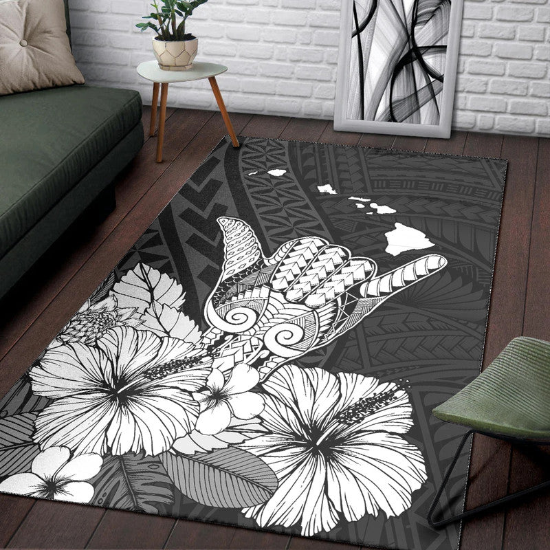 Hawaii Shaka Sign Area Rug Black Version
