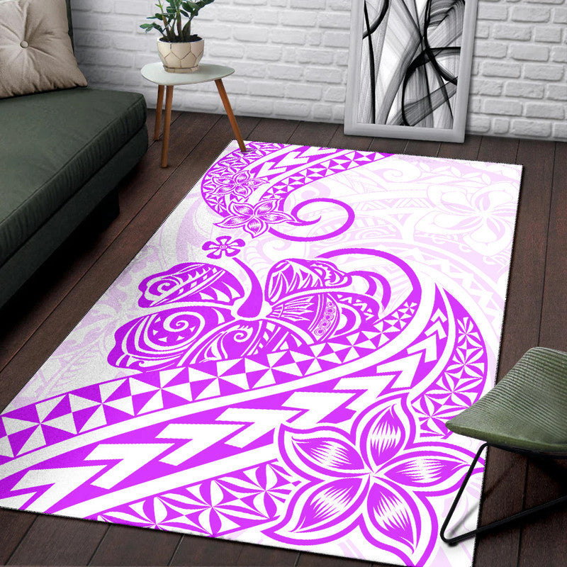 Polynesian Tribal Tattoo Retro Area Rug Purple Screen Color