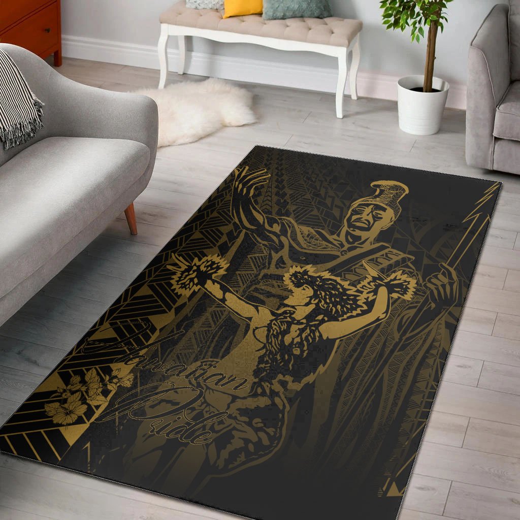Hawaii Area Rug King Of Hawaii With Hawaiian Girls Yellow Version