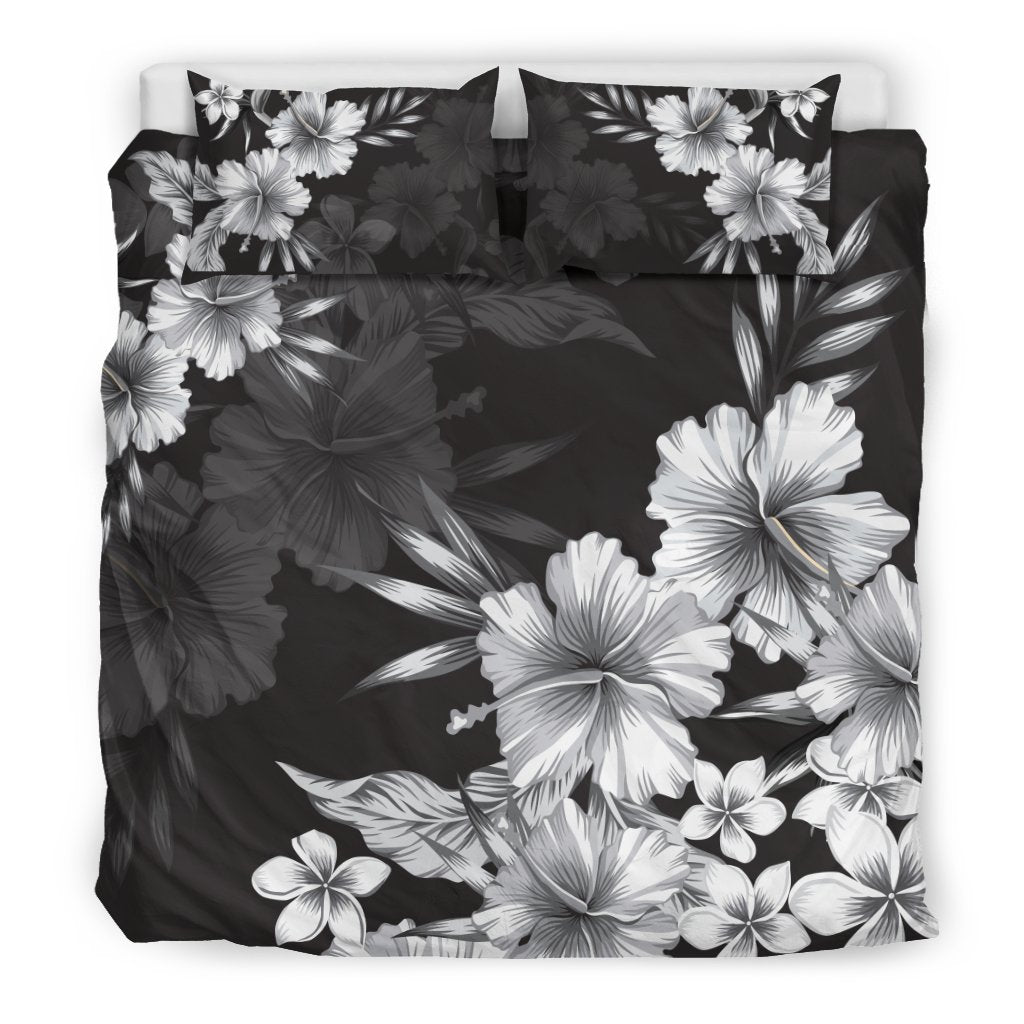 Hawaii Duvet Cover Set Hibiscus Black And White