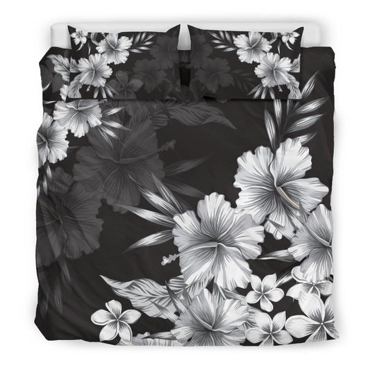 Hawaii Duvet Cover Set Hibiscus Black And White