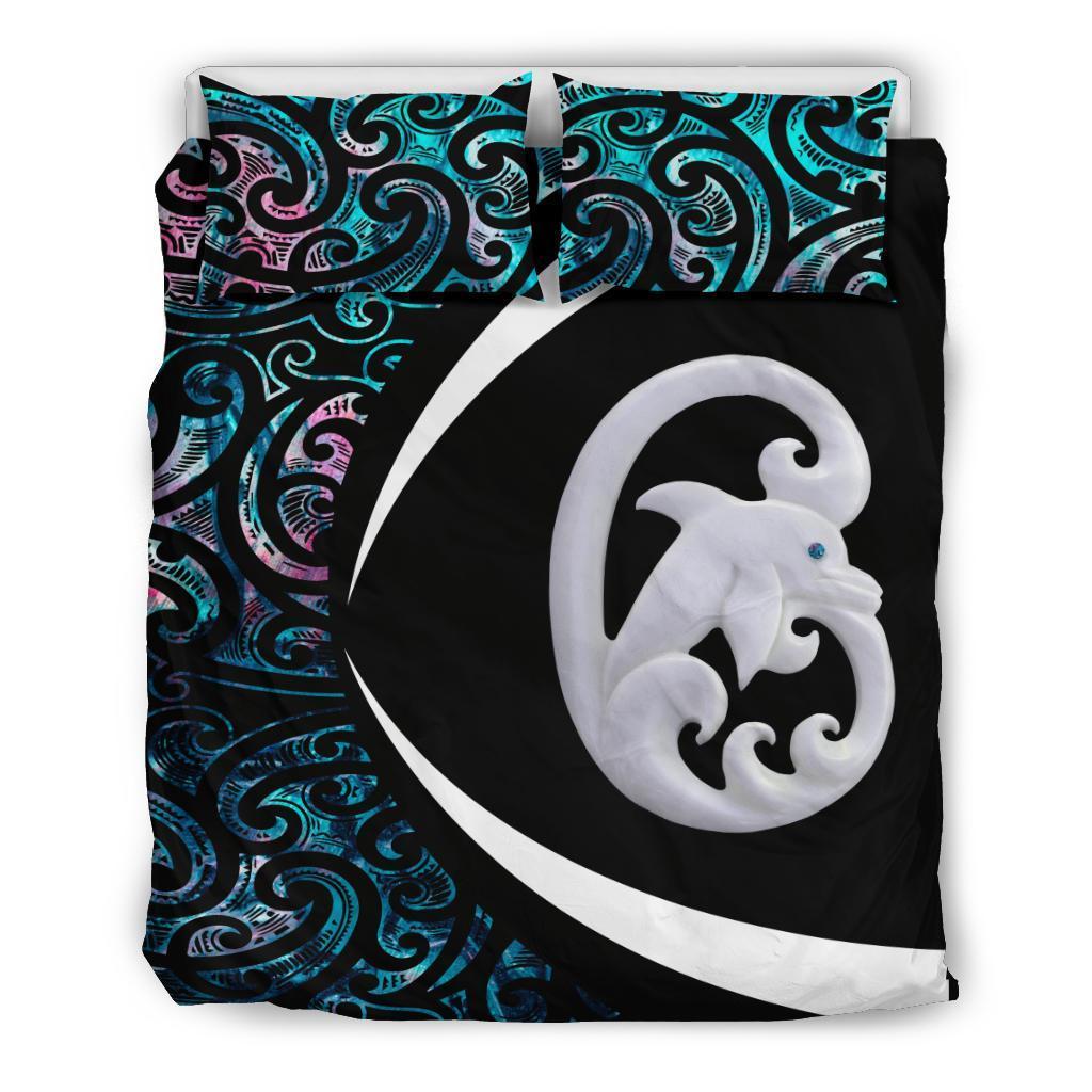 Aotearoa Maori Dolphin Bedding Set, Koru Aihe Paua Shell Duvet Covers