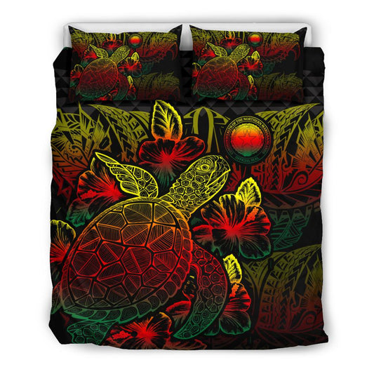 Polynesian Bedding Set Northern Mariana Islands Duvet Cover Set Reggae Color
