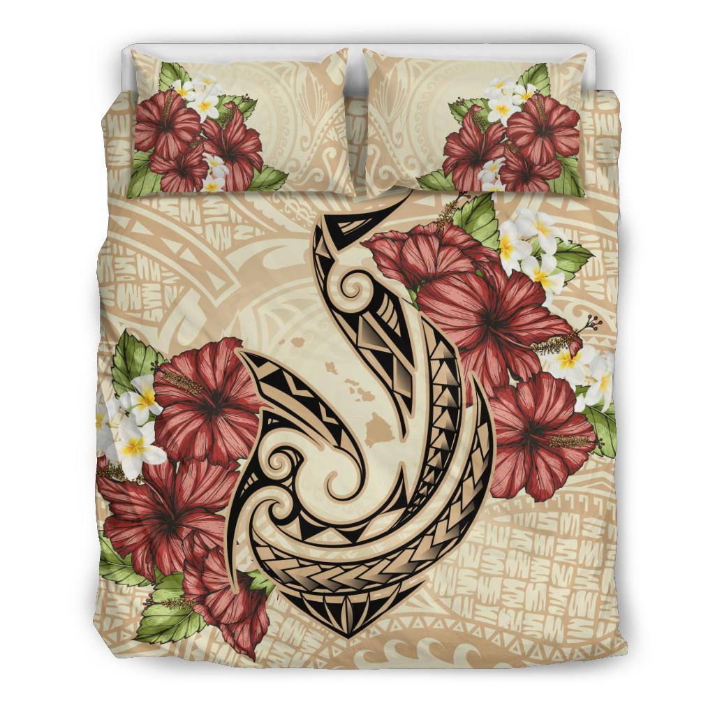Hawaii Fish Hook Hibiscus Plumeria Polynesian Bedding Set