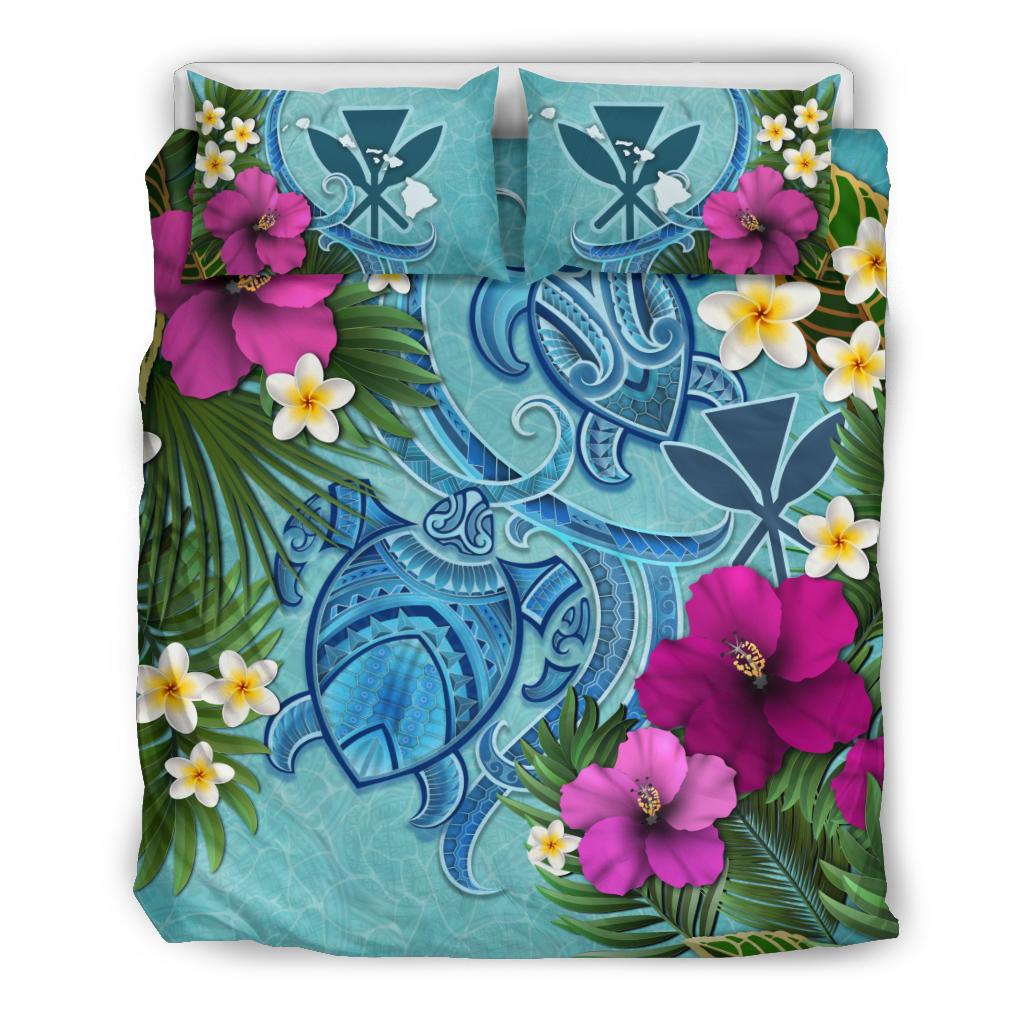 Kanaka Maoli (Hawaiian) Bedding Set Polynesian Turtle Hibiscus And Plumeria