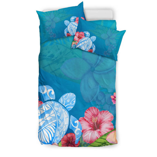 Hawaiian Turtle Hibiscus And Plumeria Polynesian Bedding Set