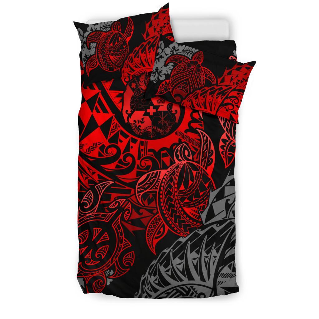 Polynesian Duvet Cover Tonga Bedding Set Red Turtle Flowing