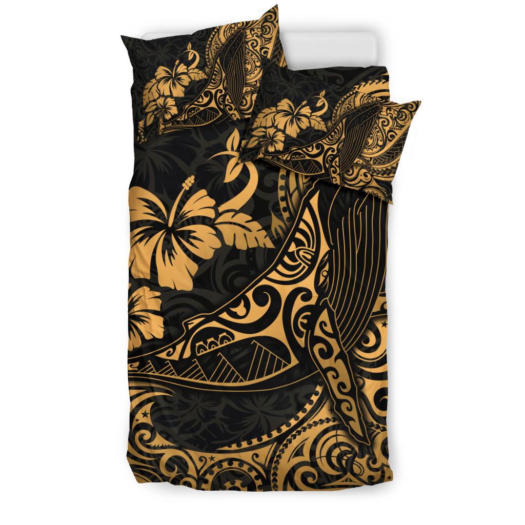 Polynesian Bedding Set Hawaii Duvet Cover Polynesian Golden Humpback Whale