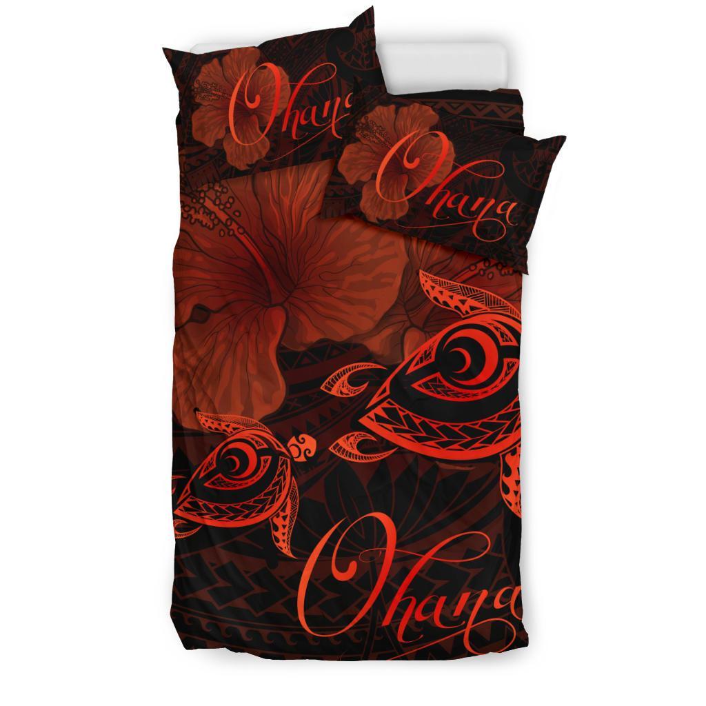 Hawaii Turtle Ohana Hibiscus Poly Bedding Set Orange