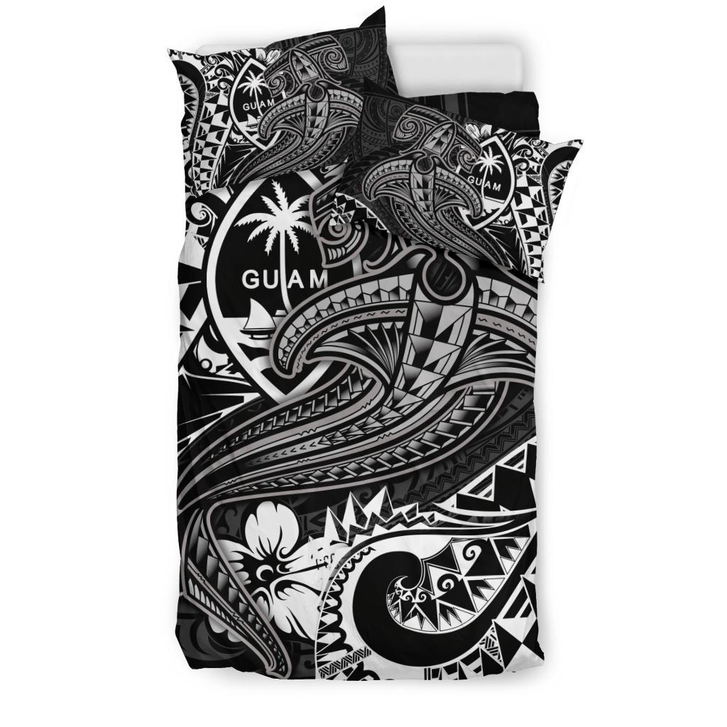 Guam Polynesian Bedding Set White Shark Polynesian Tattoo