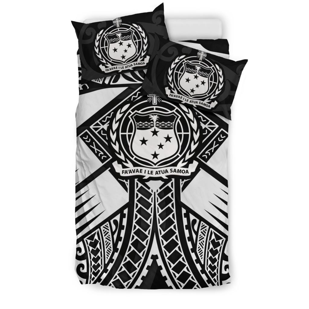 Samoa Polynesian Bedding Set Samoa White Seal with Polynesian Tattoo