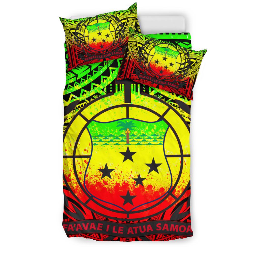 Samoa Bedding Set Samoa Coat Of Arm, Polynesian Tattoo (Reggae)