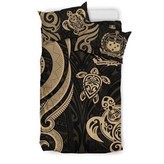 Samoa Polynesian Bedding Set Gold Tentacle Turtle