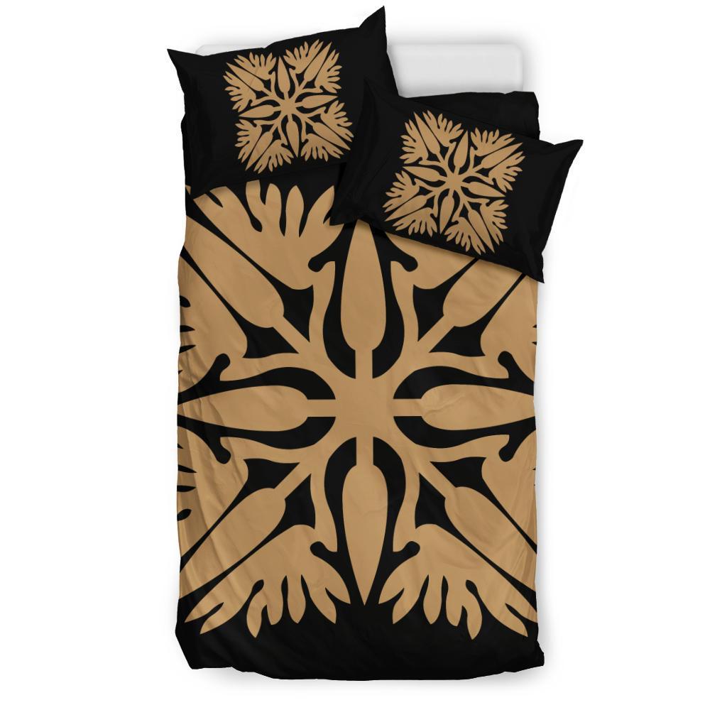 Hawaiian Bedding Set Royal Pattern Black And Gold A3 Style