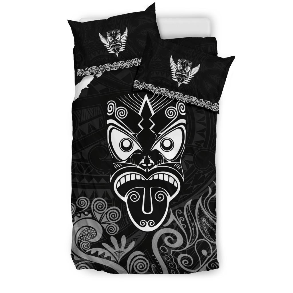 Maori Aotearoa Rugby Haka Bedding Set New Zealand Silver Fern Black