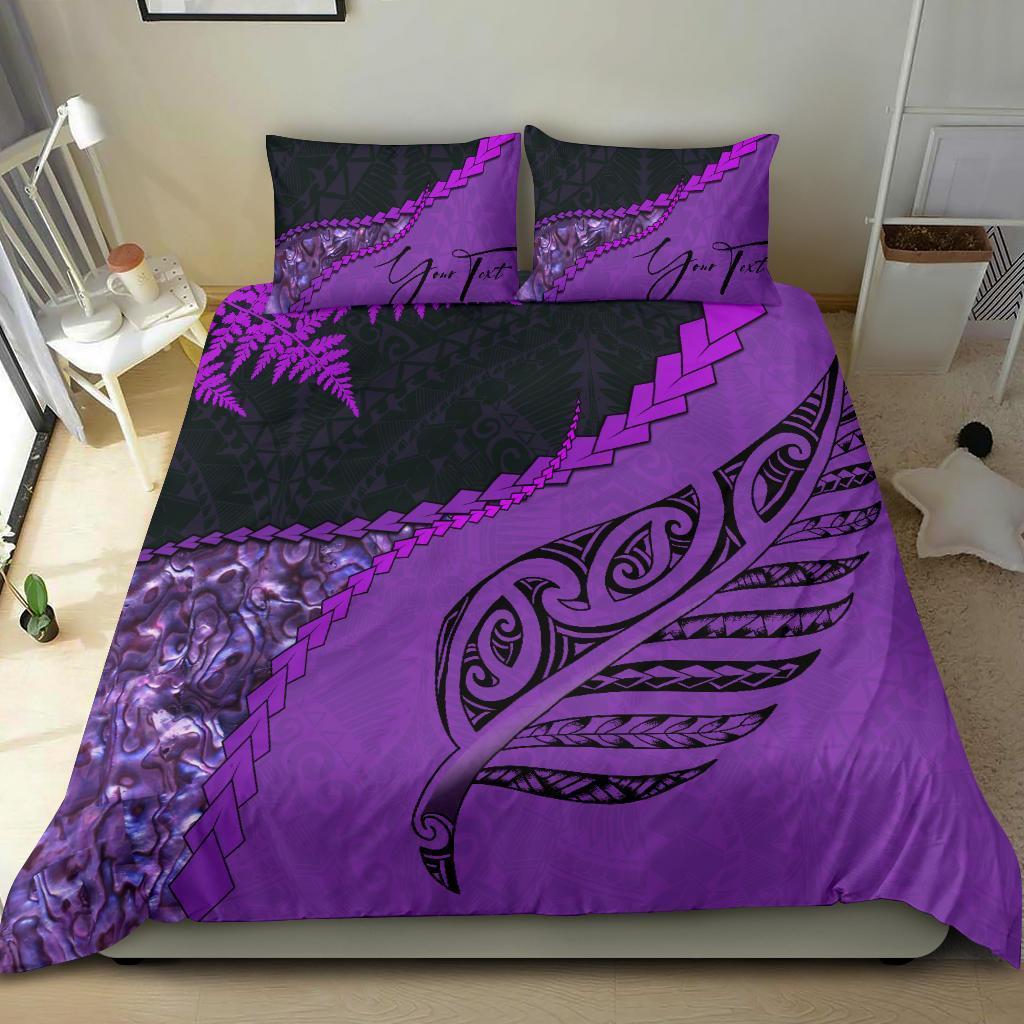Signature Custom, Paua Shell Maori Silver Fern Bedding Set Purple