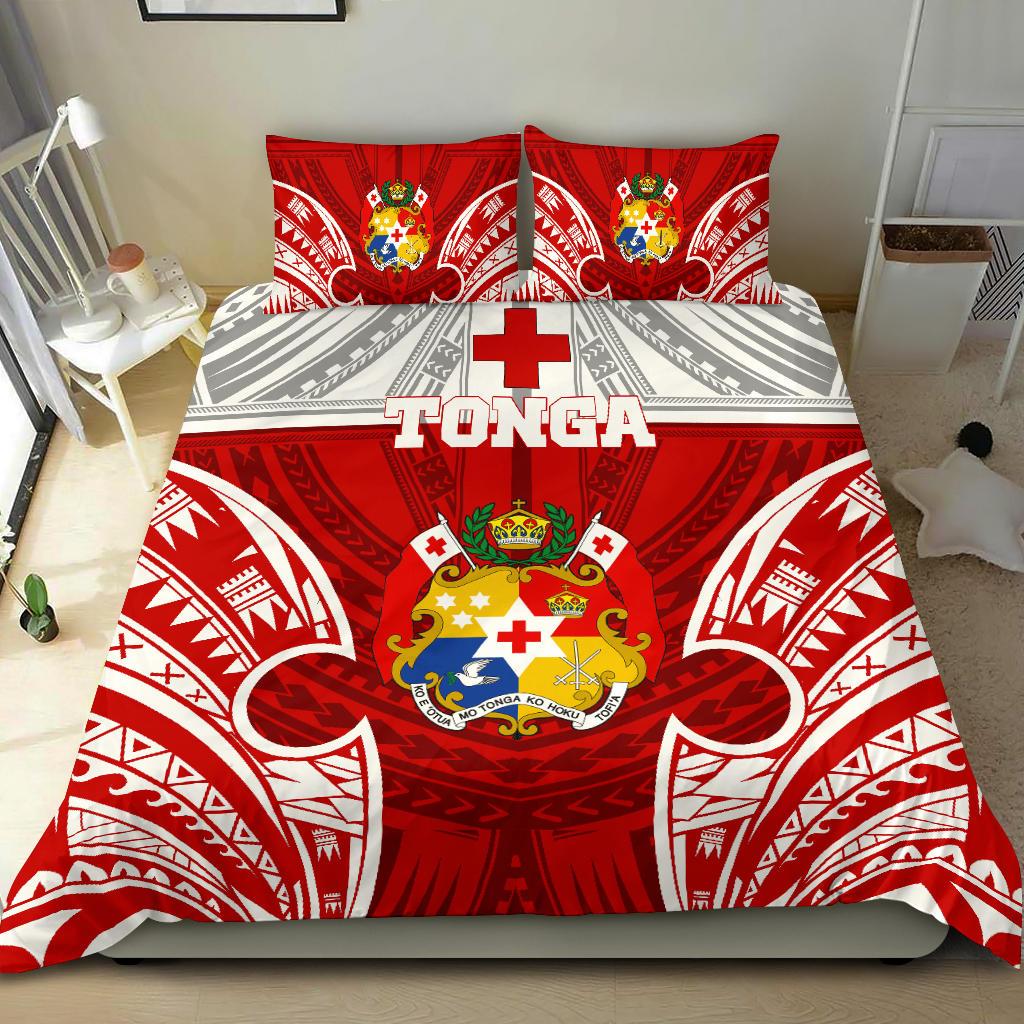 Polynesian Bedding Set Tonga Duvet Cover Set Pattern With Seal Red Version