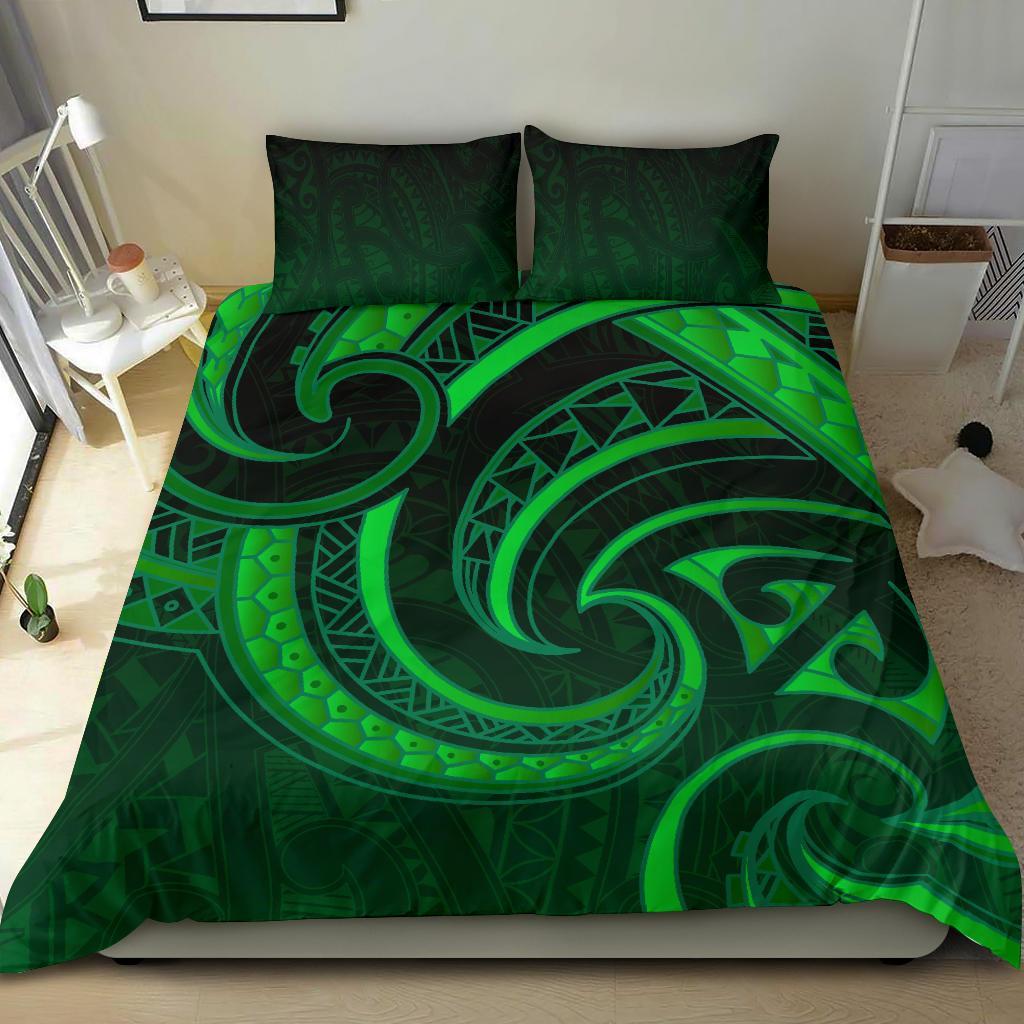 New Zealand Maori Mangopare Bedding Set Polynesian Green