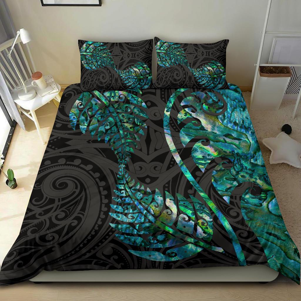 Aotearoa Maori Bedding Set Silver Fern Koru Vibes