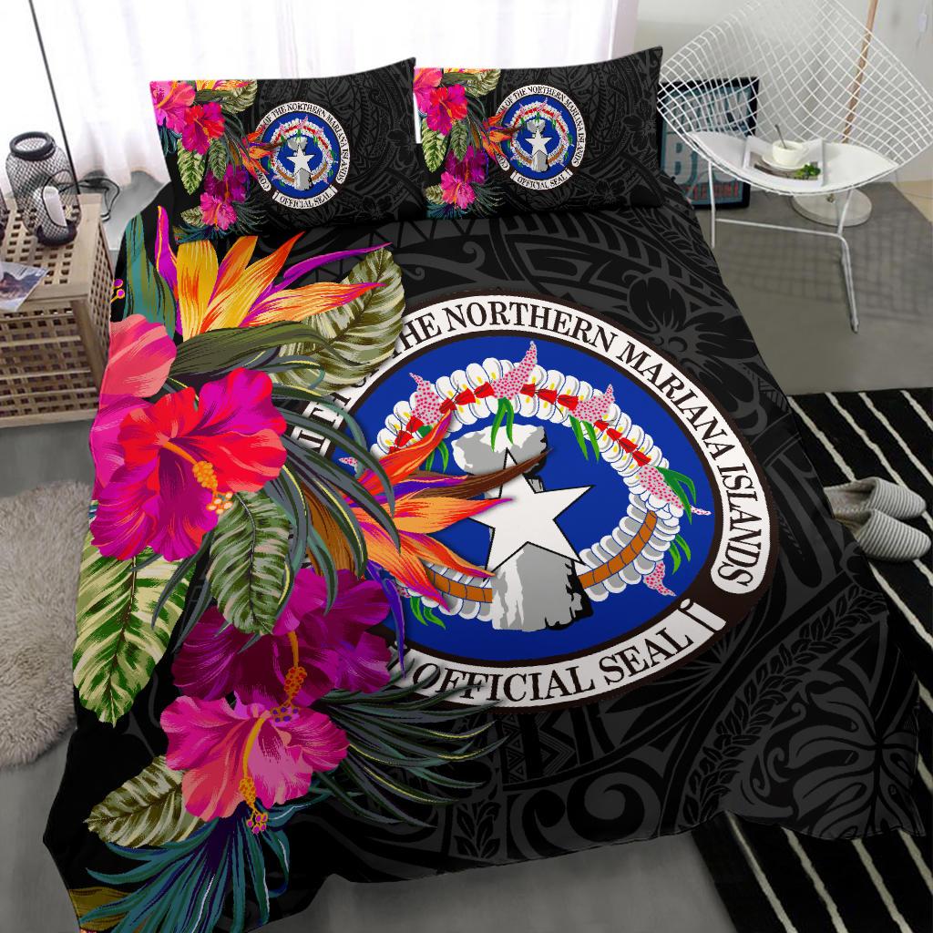 Northern Mariana Islands Bedding Set Saipan Hibiscus Polynesian Pattern